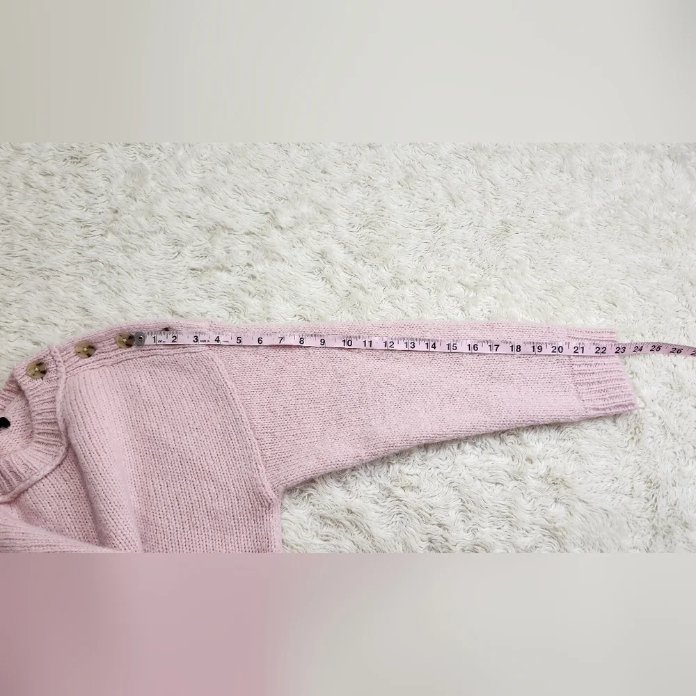 J. CREW Button Shoulder Crew neck Sweater Pale Blush (Large/XL) Alpaca/Wool Blnd